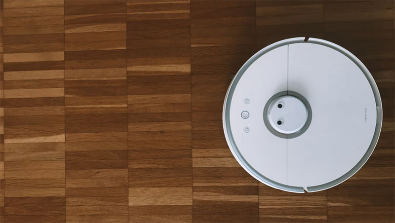 Robot vacuum on hard floor